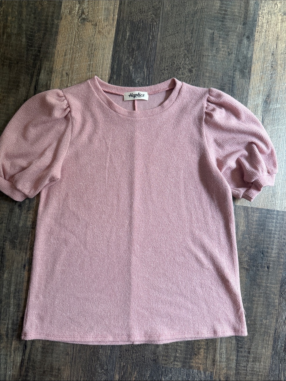 Haptics blush puff sleeve knit top Sz S